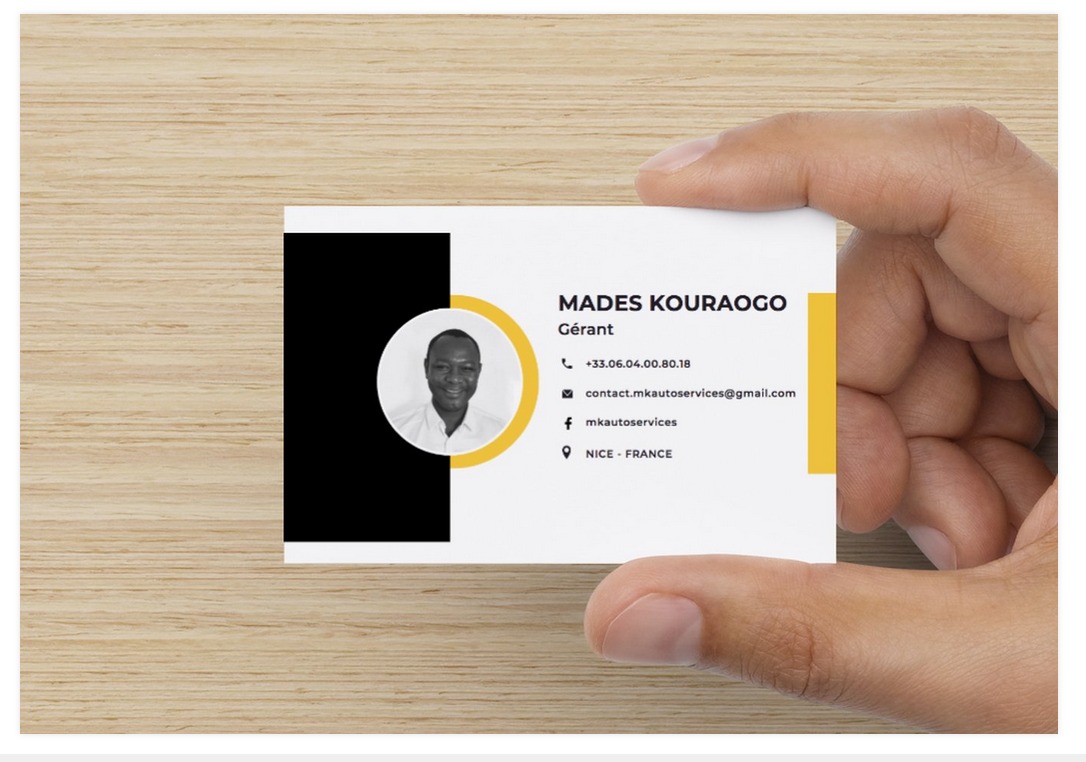 Carte de visite MKauto — Mades Kouraogo